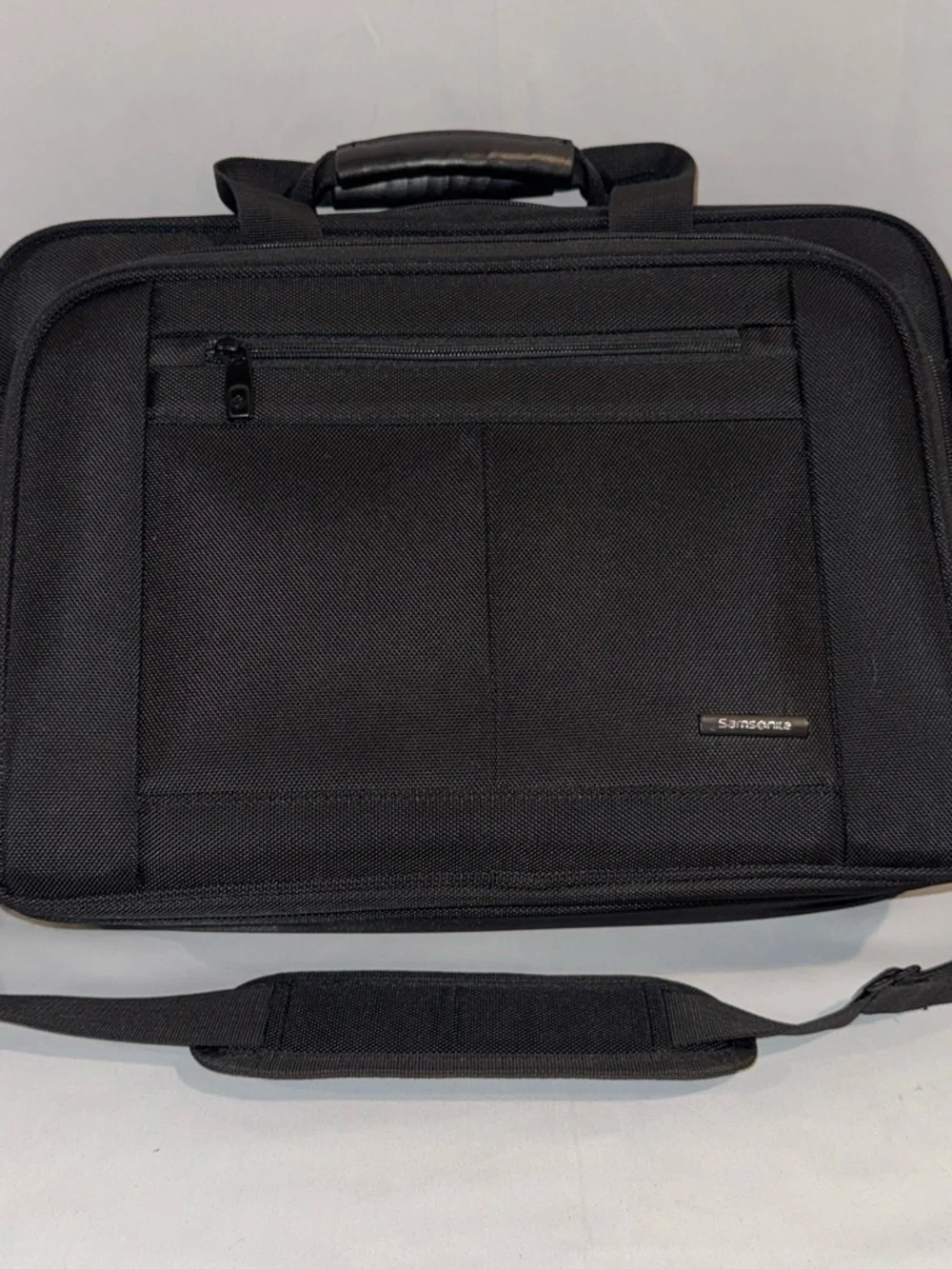 Samsonite Black Laptop Briefcase with Front Organizer and Padded Strap